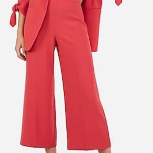 High Waisted Culottes Trousers Pink Wide Leg Pants Size 00